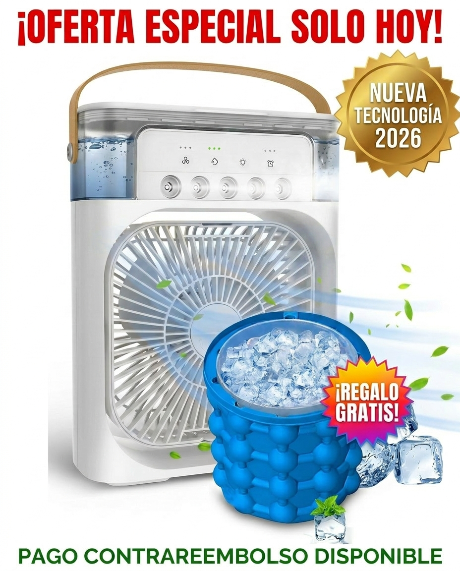 Ventilador Humidificador | Aire Acondicionado + Molde Hielo (GRATIS)